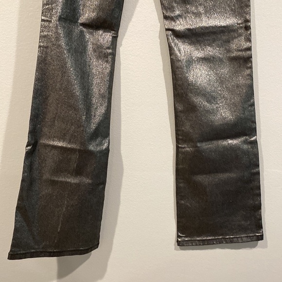 Vibrant Silver Gray Metallic Bootcut Flare Denim Shiny Pants NWT Multiple Sizes - Picture 10 of 16